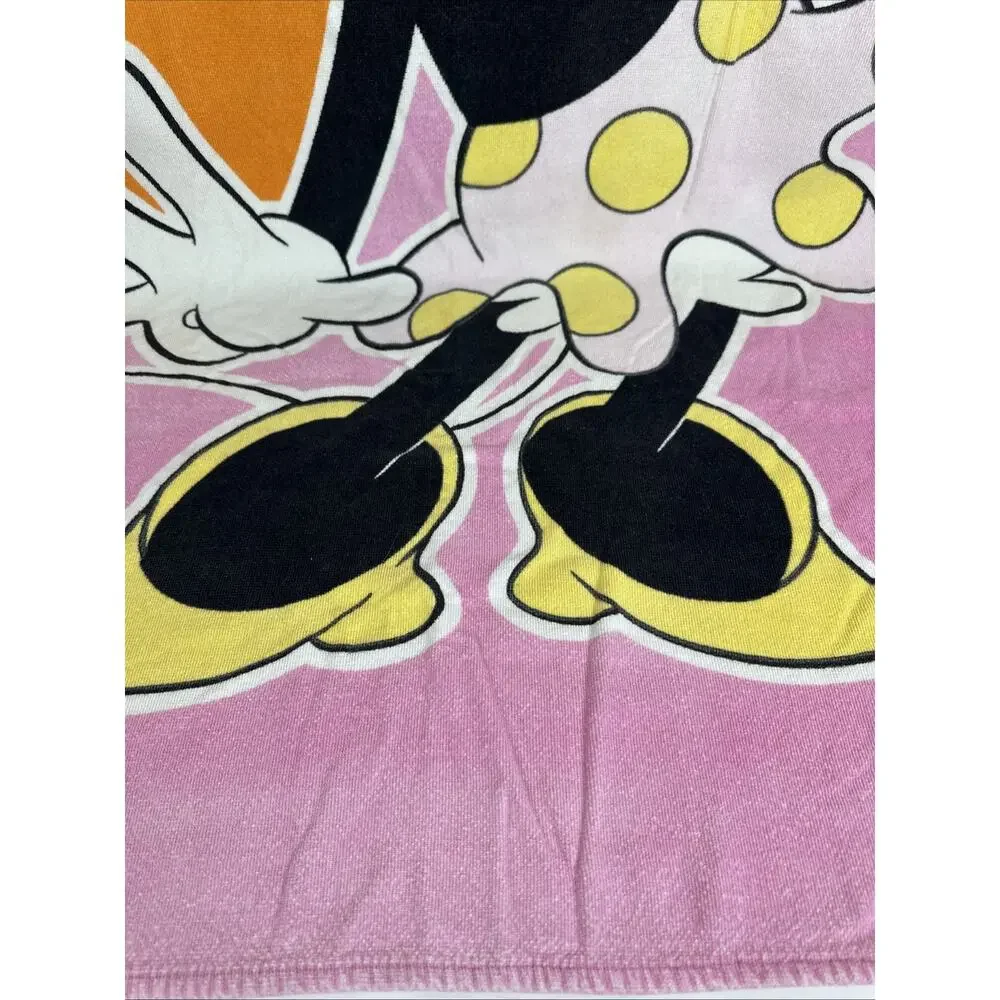 Vintage Disney Minnie Mouse Pink & Orange Beach Towel Mickey & Co. 100% Cotton
